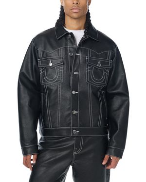 TRUE RELIGION Oversized Faux Leather Jimmy Jacket - Black