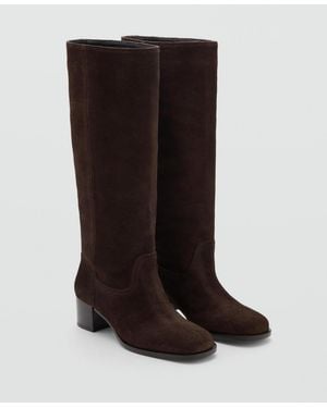 Mango Heel Suede Boots - Black
