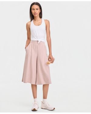 ID Ideology Ribbed Wide-leg Cropped Pull-on Pants - Pink