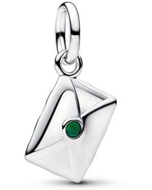 PANDORA Sterling Silver Santa Letter Dangle Charms - White
