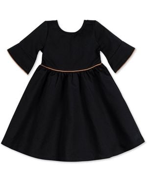 Hope & Henry Little Girls Ruffle Sleeve Ponte Dress - Black