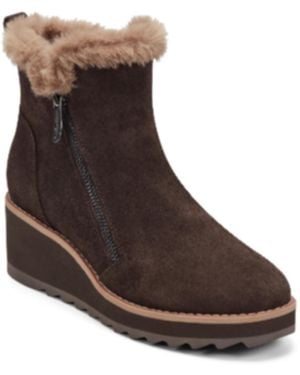 Easy Spirit Jane Round Toe Wedge Booties - Brown