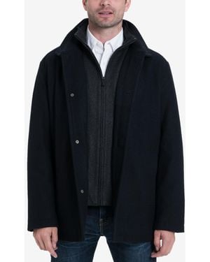 London Fog Men's Wool-blend Layered Car Coat - Blue