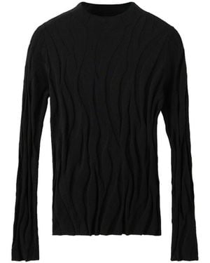 Mango Fitted Mock-neck Long-sleeve Cotton-blend Sweater - Black