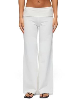 Edikted Wide Leg Foldover Pants - White