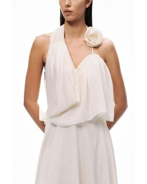 Nocturne Floral-detail Halter Neck Bustier Top - White