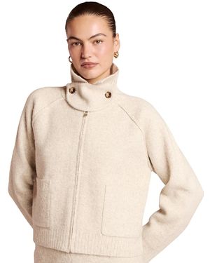 4th & Reckless Madeleine Long-sleeve Full-zip Funnel-neck Cardigan - Natural