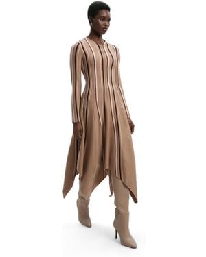 Karen Millen Asymmetric Hem Knit Midi Dress - White