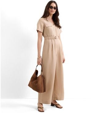 Phase Eight Daniela V-neck Short Sleeve Jumpsuit - Natural