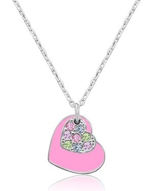 Chanteur /girl/heart Pink Crystal White Gold Palladium Plating Necklace