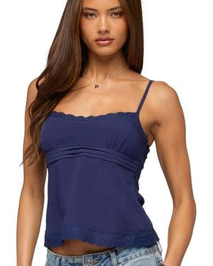 Edikted Michal Eyelet Babydoll Tank Top - Blue