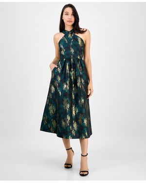 Anne Klein Crisscross Sleeveless Midi Dress - Green