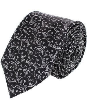 Trafalgar Jack O'lantern Smiley Silk Slim Tie - Black