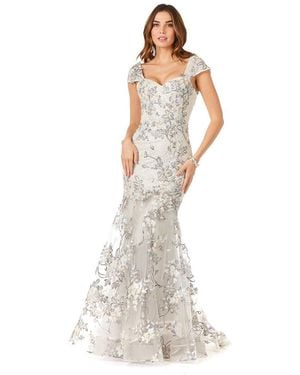 Lara Cap Sleeve Mermaid Gown - White