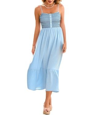 CUPSHE Smocked Bodice Cami Midi Beach Dress - Blue