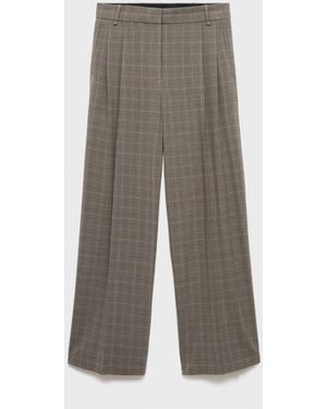 Mango Wide-leg Check Suit Pants - Gray