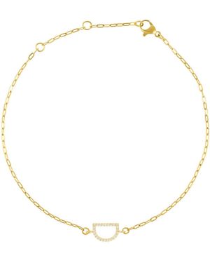 Adornia Gold Cubic Zirconia Pave Sideways Initial Anklet - Natural
