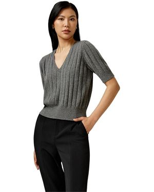 LILYSILK V-neck Cashmere T-shirt - Black