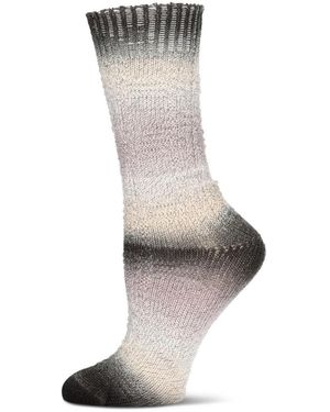 Memoi Gradient Stripe Soft And Warm Crew Sock - Gray