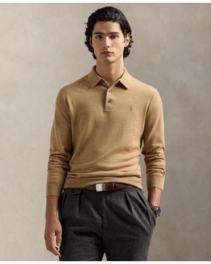 Polo Ralph Lauren Wool Polo-collar Sweater - Natural