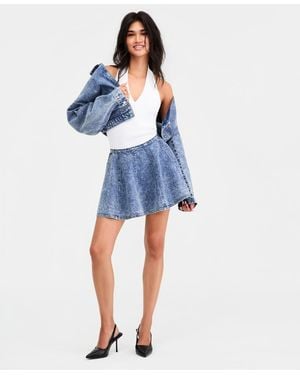 BarIII Cotton Denim Skirt - Blue