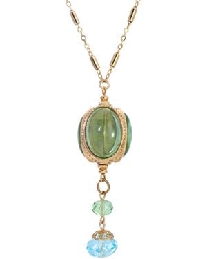 2028 Gold-tone Spinner Aqua Drop Necklace - Green