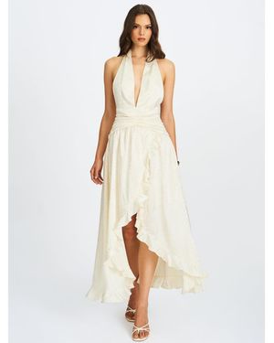 Miss Circle Nalani Floral Ruffled Halter Maxi Dress - White