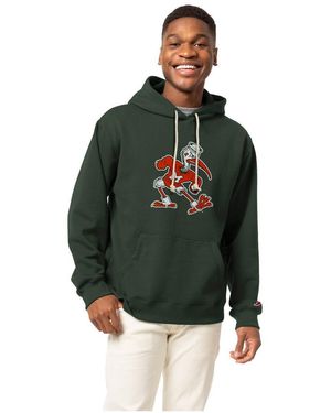 League Collegiate Wear Miami Hurricanes Vintage Logo Essential Fleece 2.0 Pullover Hoodie - Green