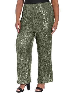 Muse Plus Size Sequin Pull On Pants - Green