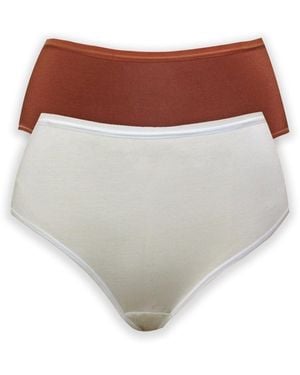 Parfait Cozy Brief Pp5032 Cotton Like Fabric Full Coverage (2 Pack) - White