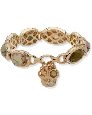 Anne Klein Gold-tone Face Charm Stone Stretch Bracelet - Metallic