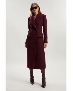 Karen Millen Wool Double Breasted Tailored Midi Coat