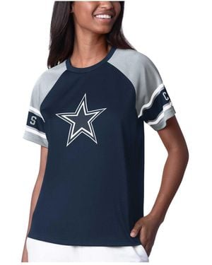 Starter Navy Dallas Cowboys 1st Rounder Color Block Raglan Top - Blue