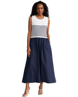 Jones New York Sleeveless Round Neck Maxi Dress - Blue