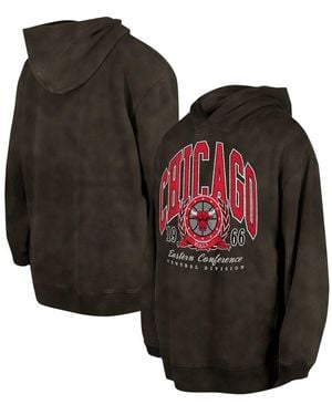 KTZ And Chicago Bulls Oversized Essentials Pigment Wash Fleece Pullover Hoodie - Black