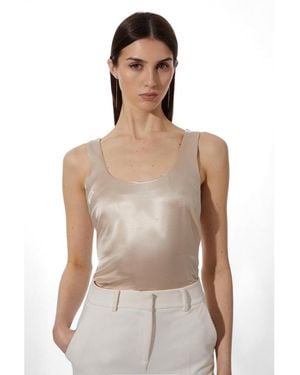 Karen Millen Satin Cami Top - Natural