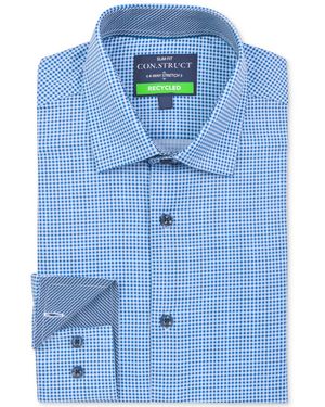 Con.struct Recycled Slim Fit Gingham Performance Stretch Cooling Comfort Dress Shirt - Blue