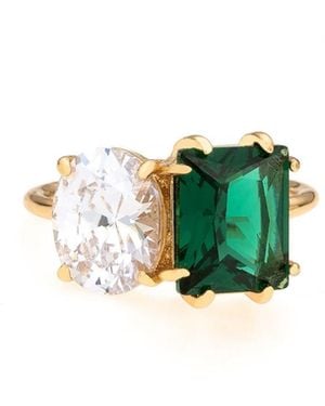 Ettika 18k Gold Plated Brass Multi Stone Cubic Zirconia Ring - Blue