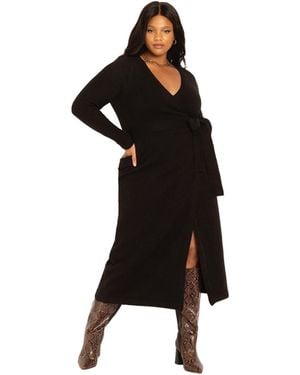 Eloquii Plus Size Sweater Wrap Dress - Black
