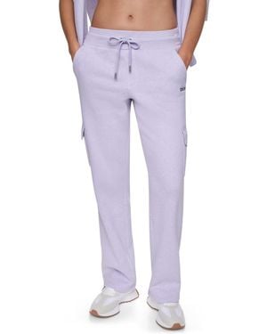 DKNY Metallic Bubble Logo Mid-rise Tapered Leg Cargo Pants - Purple
