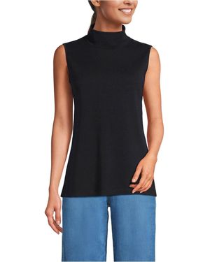 Lands' End Fine Gauge Sleeveless Mock Sweater - Black
