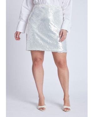 Eloquii Sequin Mini Skirt - White
