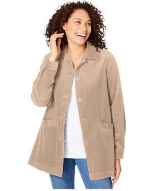 Woman Within Within Pleat-back Corduroy Jacket - Natural