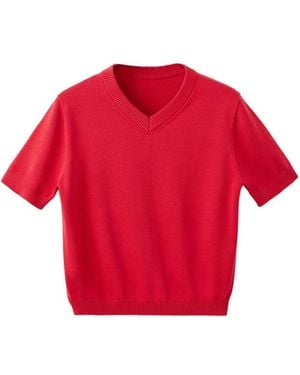 Mango V-neck Knit Sweater - Red