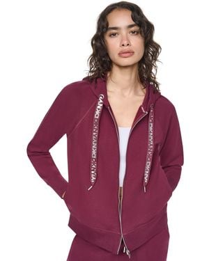 DKNY Two-tone Zip-front Long-sleeve Hoodie - Purple