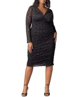 Kiyonna Plus Size Betsey Ruched Body-con Midi Dress - Black