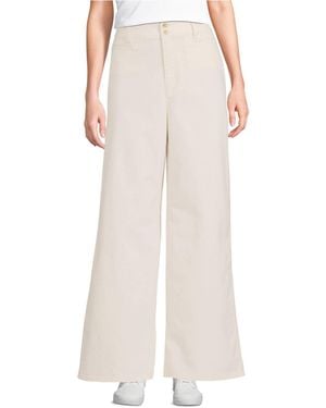 Lands' End Stretch Canvas High Rise Wide Leg Pants - Natural