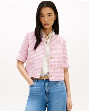 Tommy Hilfiger Crewneck Tweed Lady Jacket - Pink