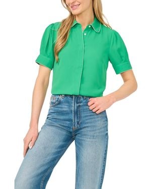 Cece Short-sleeve Button-up Top - Green