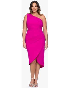Xscape Plus Size One-shoulder Ruched Midi Dress - Pink